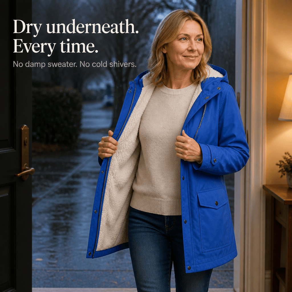 Plush-Lined Waterproof Hooded Jacket for Women