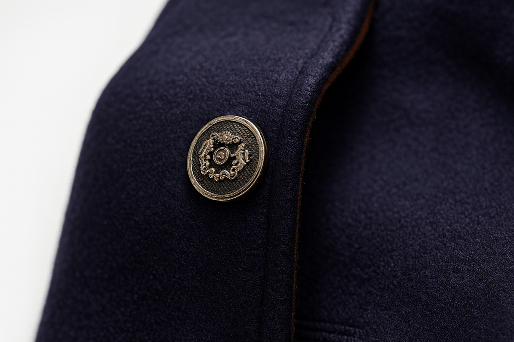 Men's Tailored Wool-Blend Winter Coat with Stand Collar