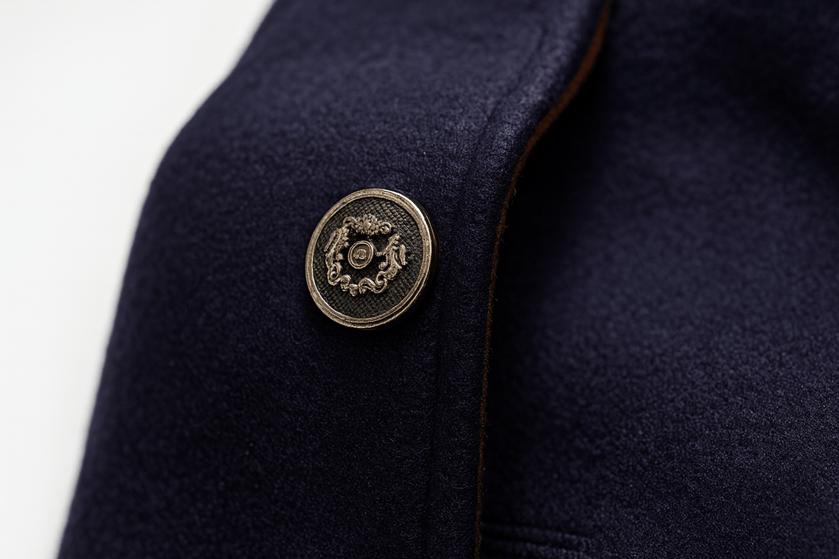 Men's Tailored Wool-Blend Winter Coat with Stand Collar
