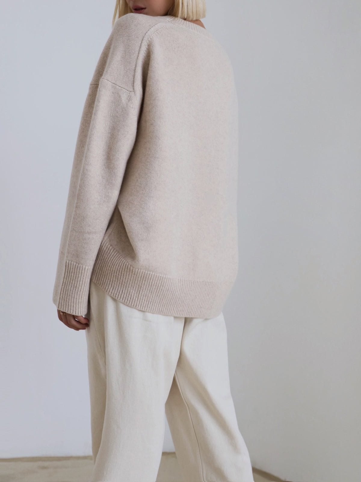 Oversized Crew Neck Sweaters for Women with Rib Trim for Fall Layering