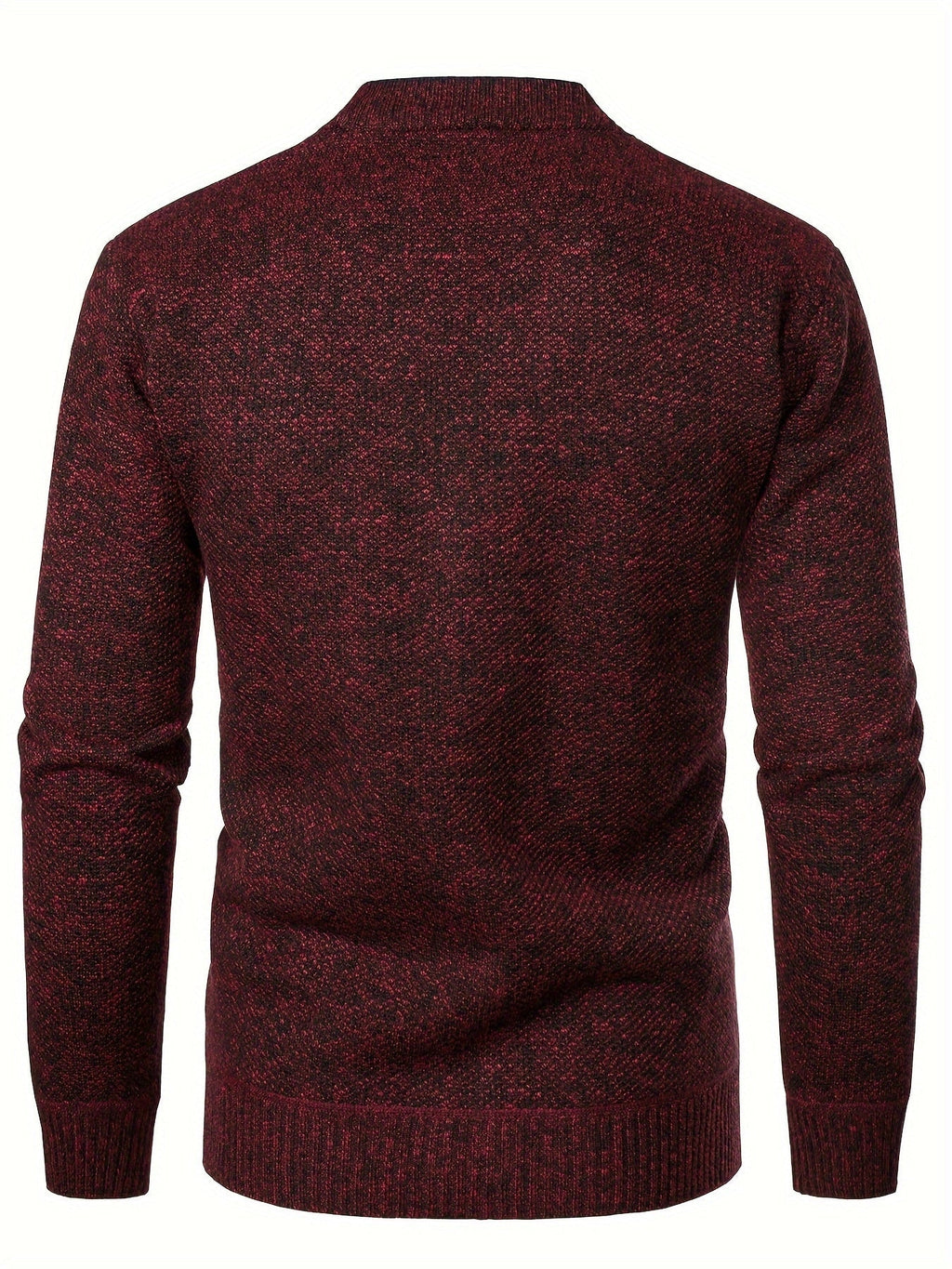 Men's Knit Button-Up Cardigan with V-Neck Collar and Plaid Fleece Lining