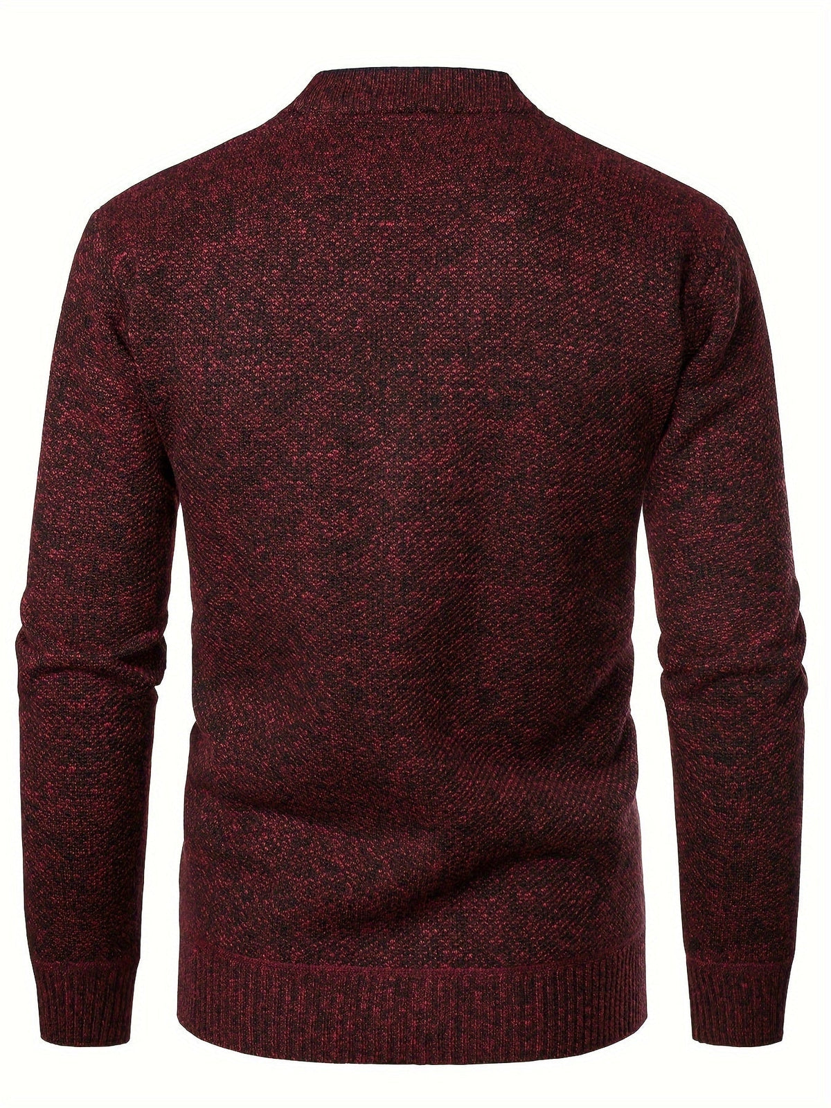 Men's Knit Button-Up Cardigan with V-Neck Collar and Plaid Fleece Lining