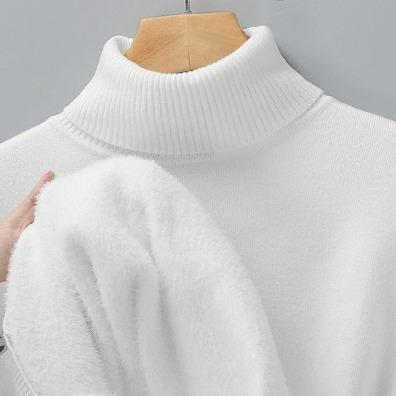 Ribbed Turtleneck Pullover Mens Sweaters with Long Sleeves for Fall Layering