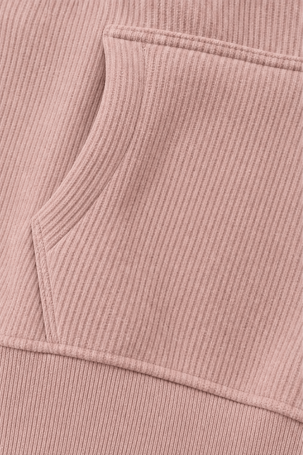 Women's Ribbed Corduroy-Look Pullover Hoodie with Front Pocket