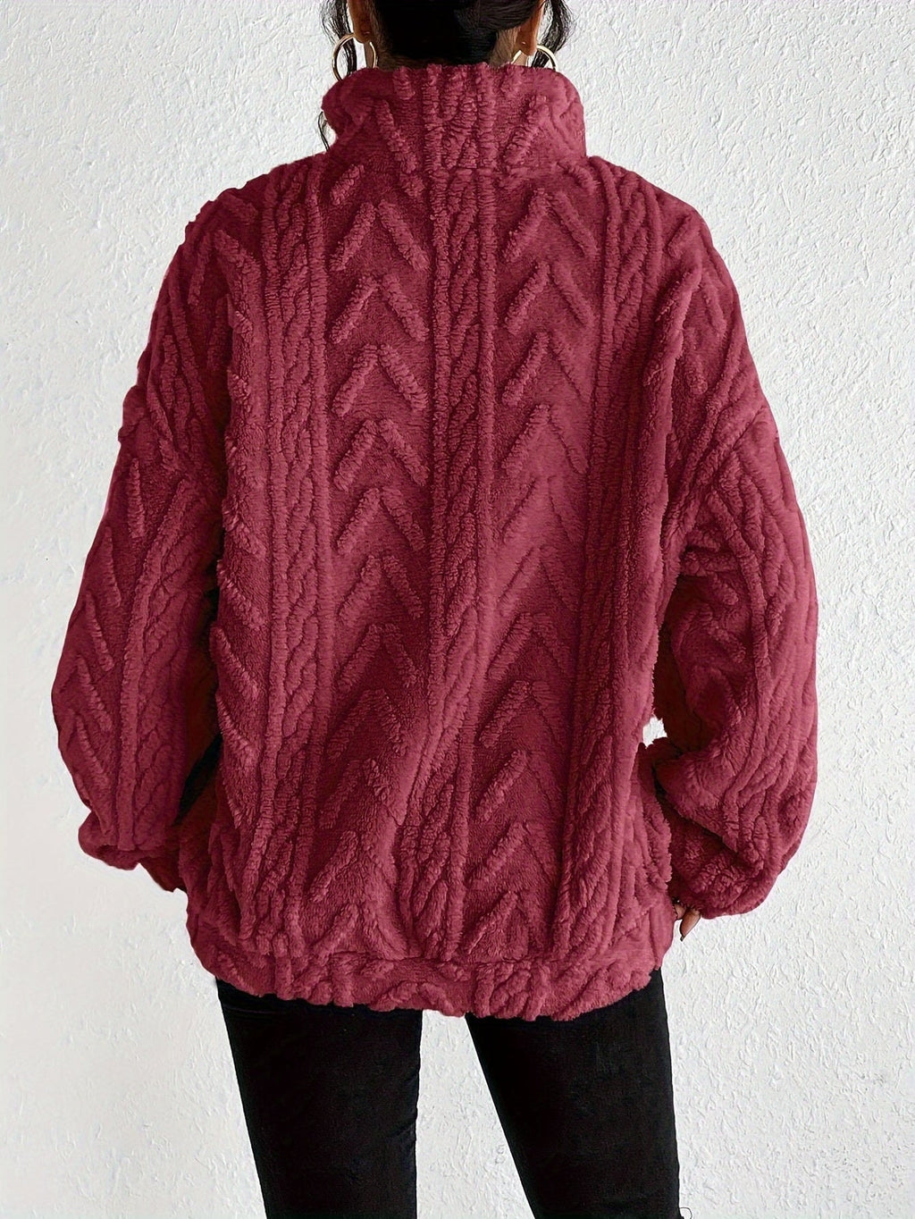 Aicha | Textured Half-Zip Oversized Sweater with Wrap Front