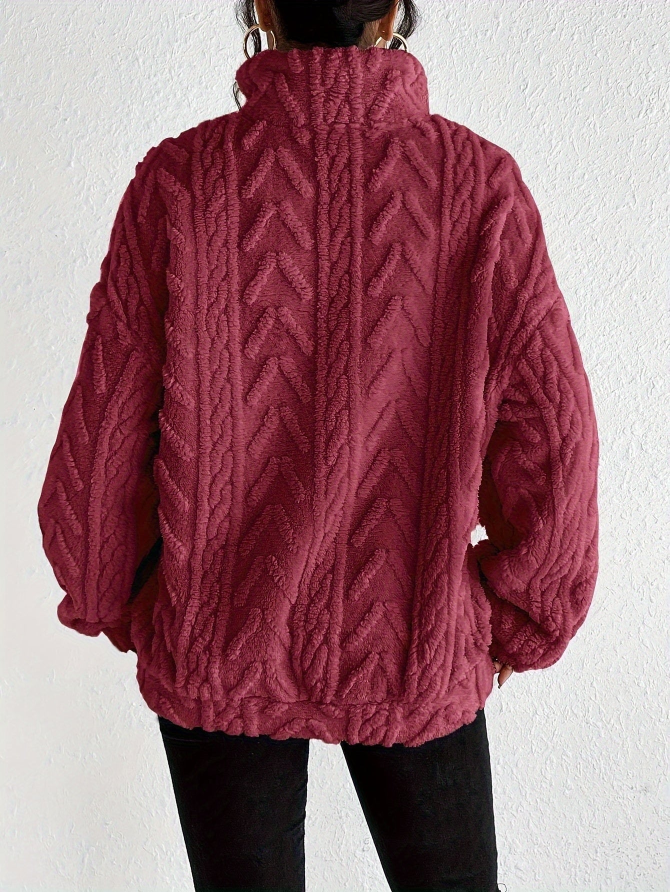 Aicha | Textured Half-Zip Oversized Sweater with Wrap Front