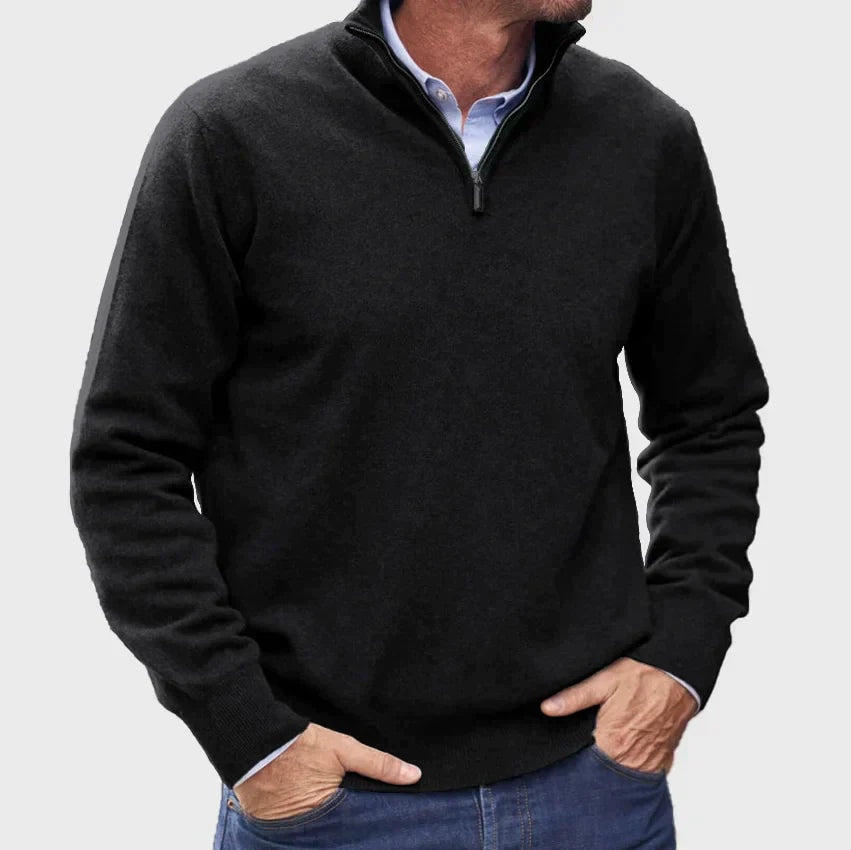 Men's Quarter-Zip Knit Sweater with Layer-Friendly Fit