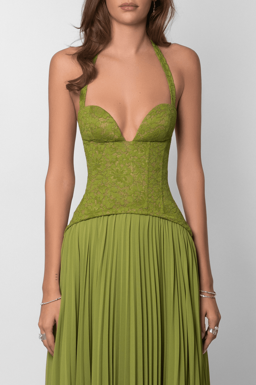 Kenley Pleated Corset Lace Maxi Dress for Homecoming Dresses Look