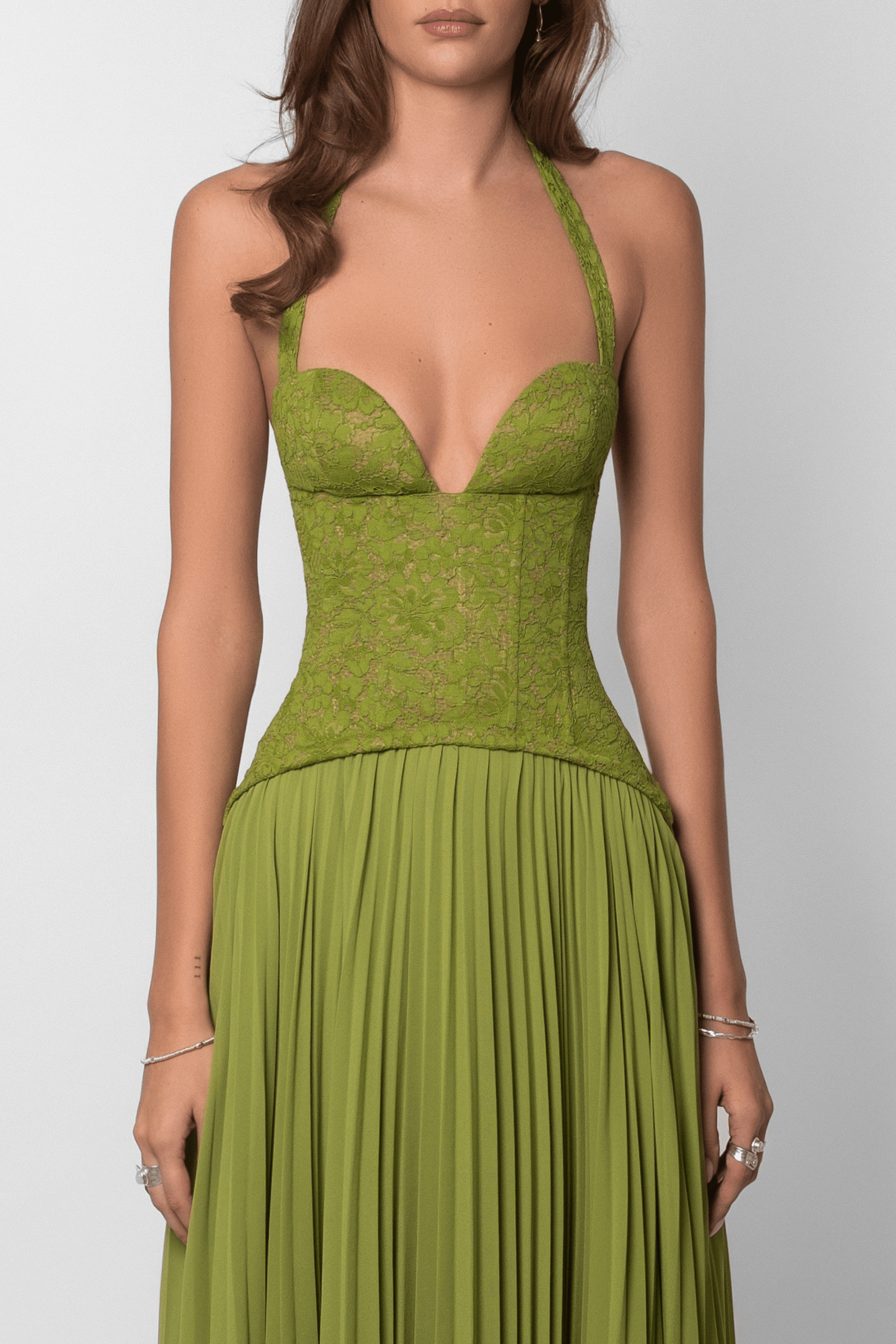 Kenley Pleated Corset Lace Maxi Dress for Homecoming Dresses Look