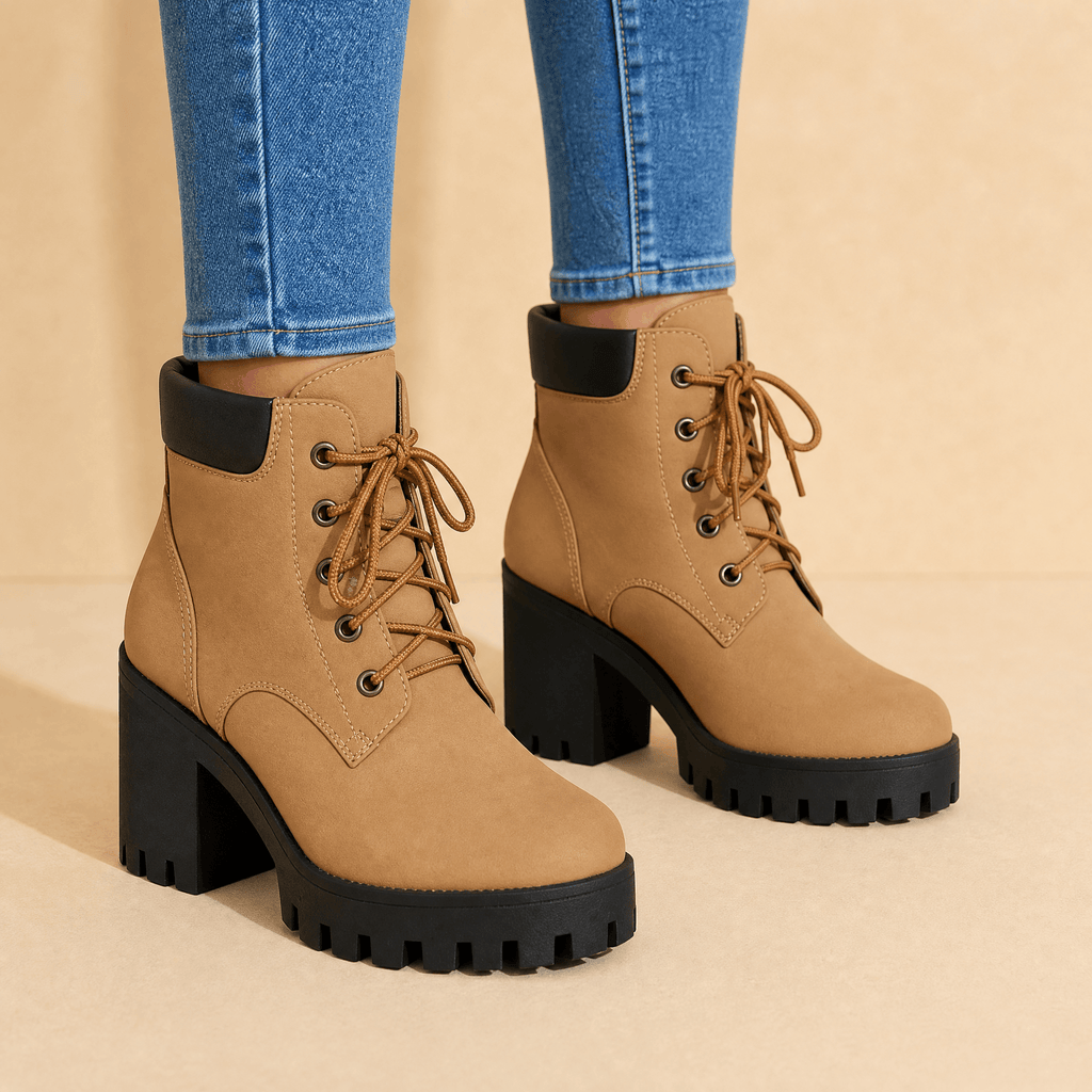 Stridara Chunky Platform Lace-Up Combat Women's Boots