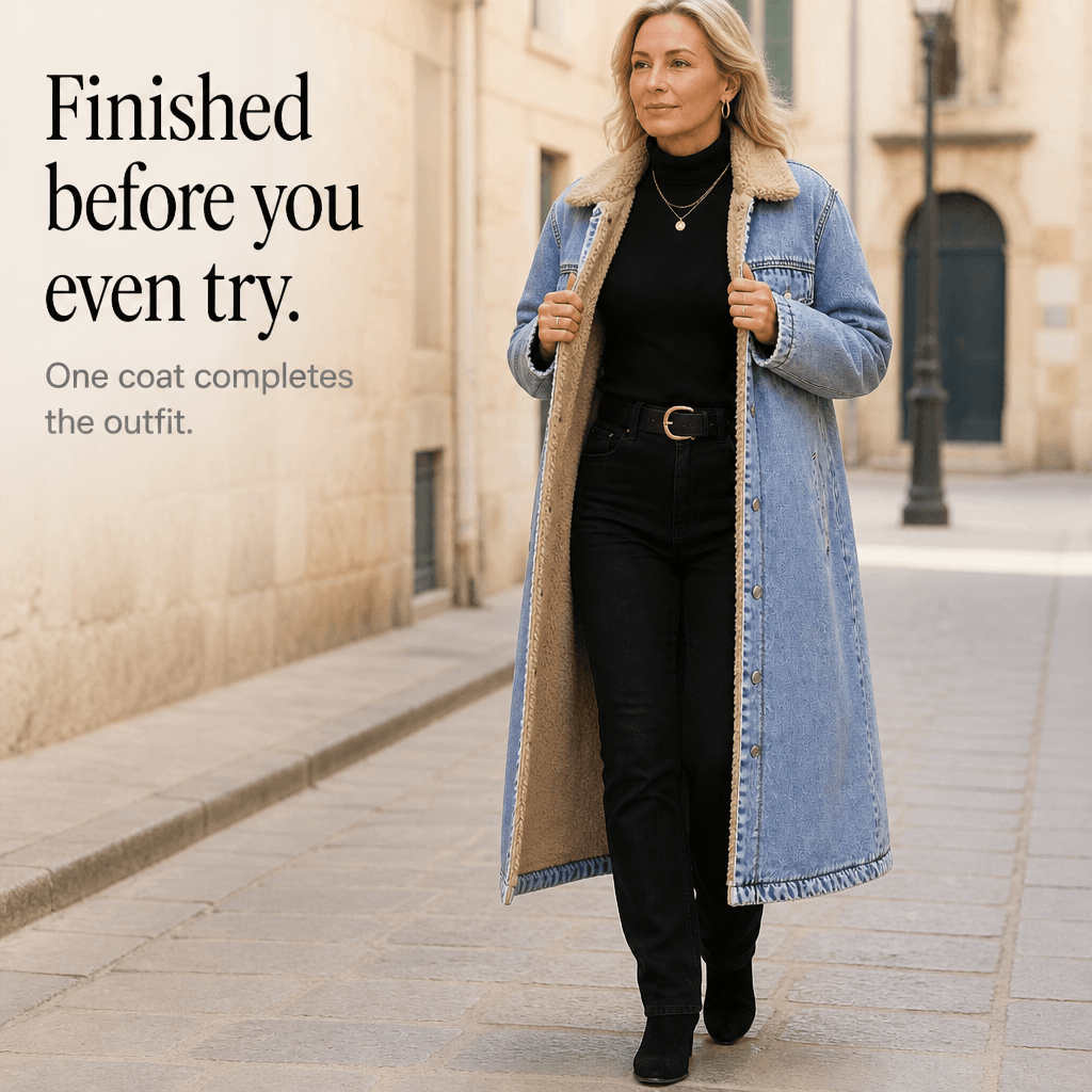 Denora Sherpa-Lined Full-Length Denim Winter Coat for Women