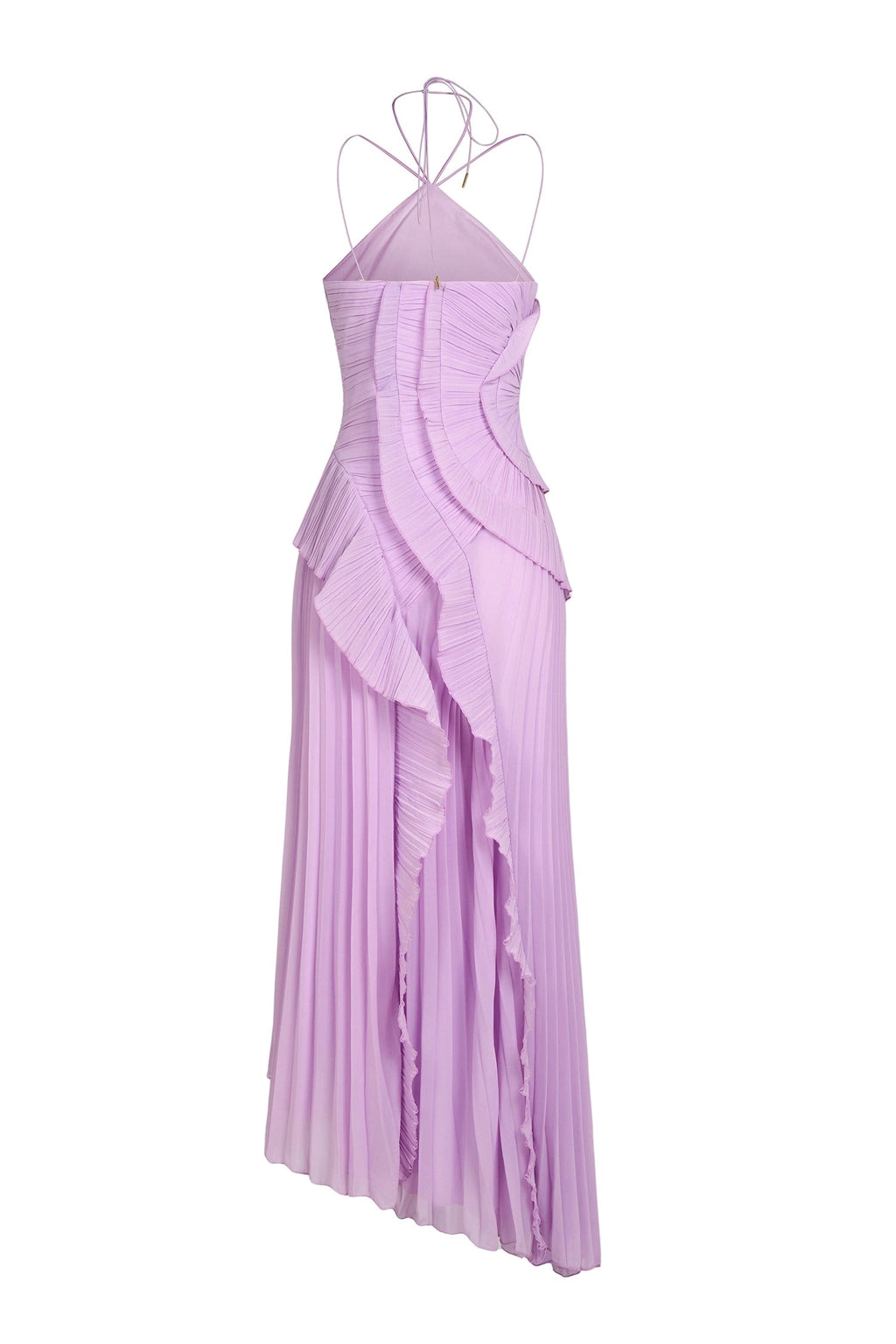 Pleated Ruffle Halter Maxi Dress for Fall Wedding Guests