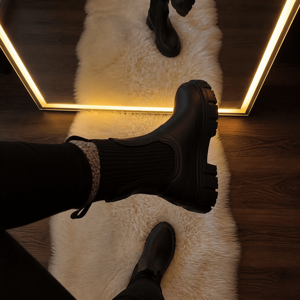 Women's Waterproof PVC Ankle Rain Boots with Stretch Collar