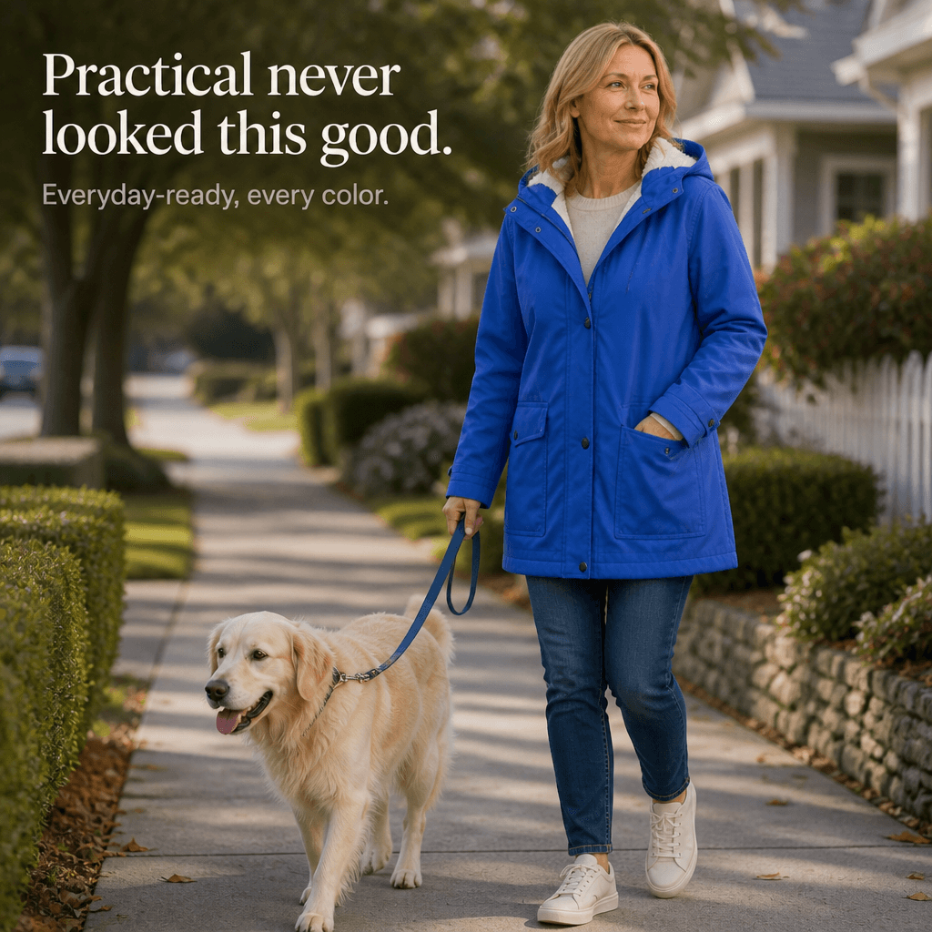 Plush-Lined Waterproof Hooded Jacket for Women