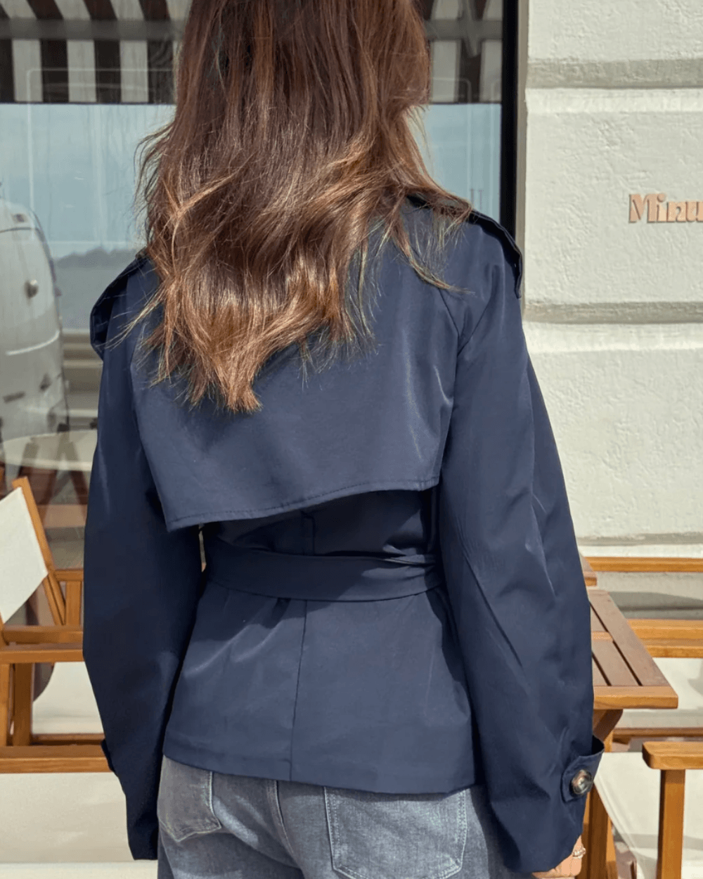 Fructuoso Belted Funnel-Neck Cotton Blend Trench Coat for Women
