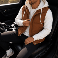Double-Hood Quilted Puffer Vest with Layered Collar