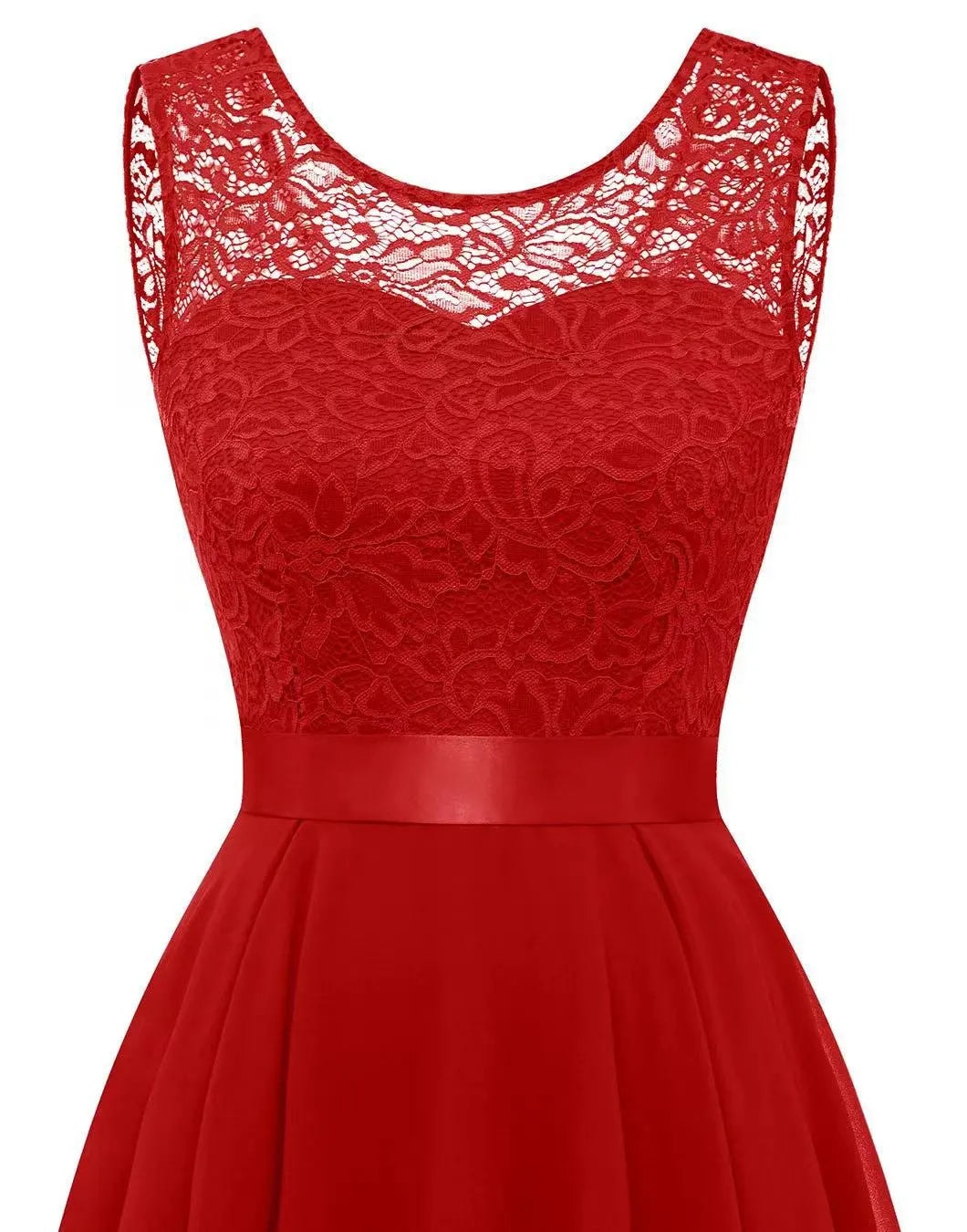 Women's High-Low Lace Bodice Evening Gown with Flowing Skirt