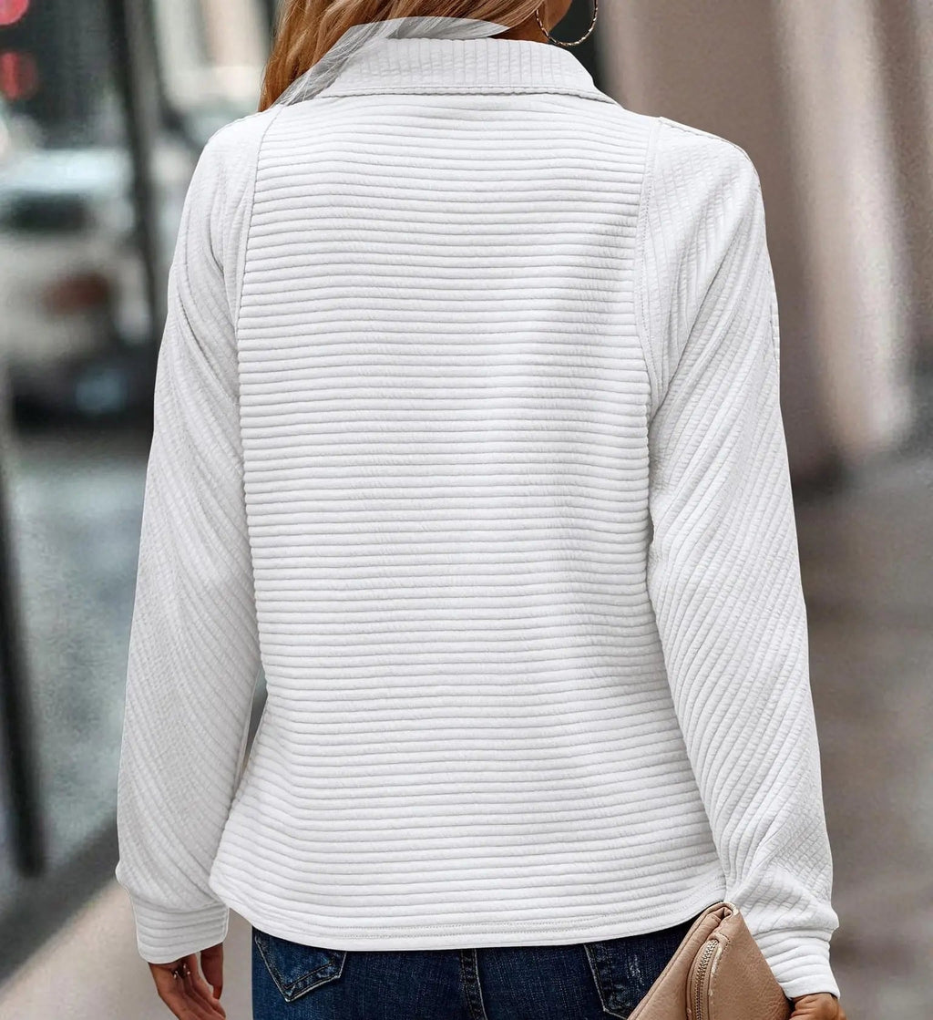 Yasmine Ribbed Zip-Neck Oversized Sweater with Longline Fit