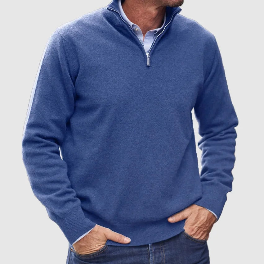 Men's Quarter-Zip Knit Sweater with Layer-Friendly Fit