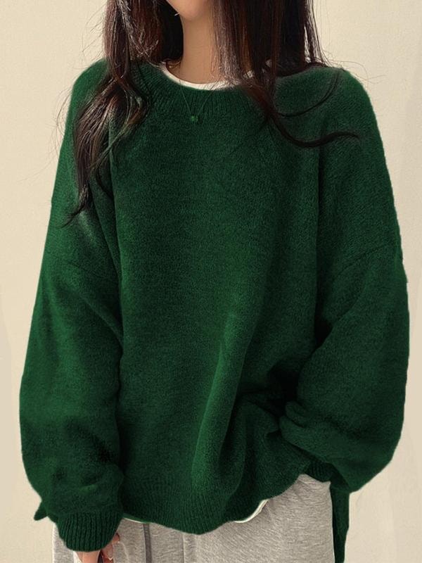 Oversized Sweater with Drop Shoulders and Side Slits for Women