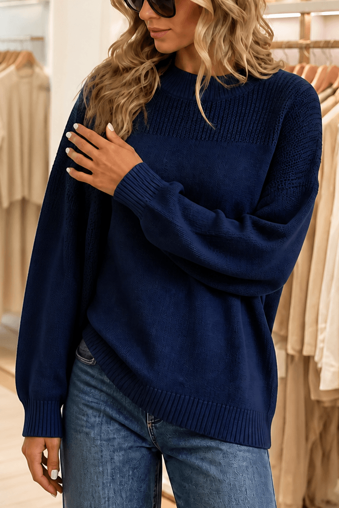 Women's Ribbed Dropped-Shoulder Oversized Knit Sweater