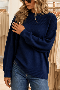 Women's Ribbed Dropped-Shoulder Oversized Knit Sweater