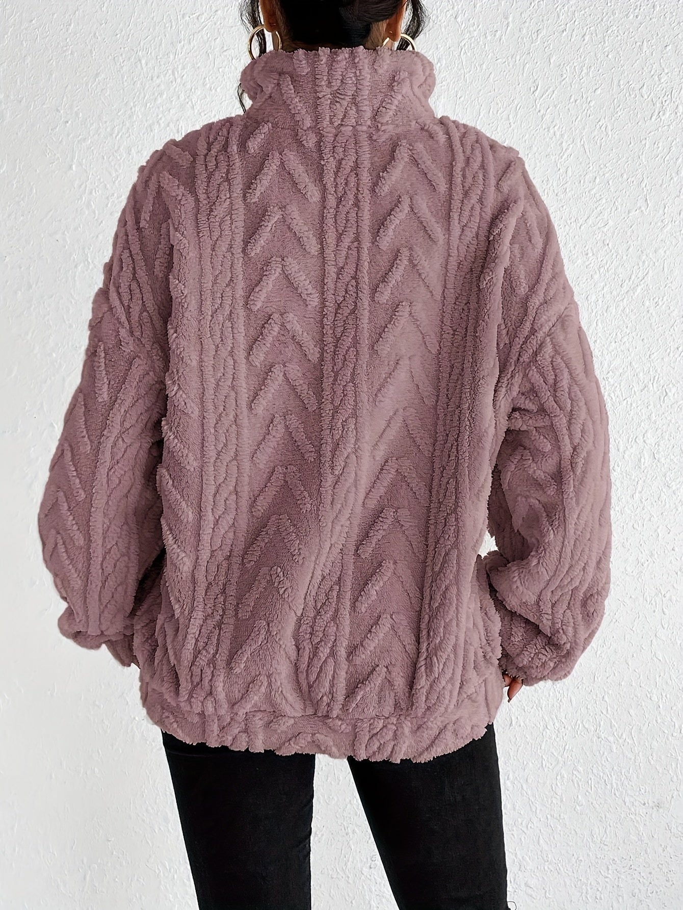 Aicha | Textured Half-Zip Oversized Sweater with Wrap Front