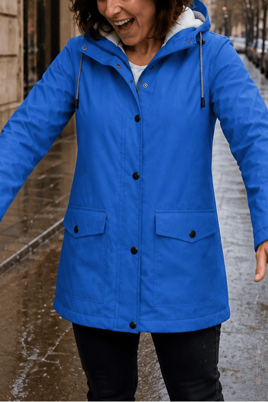 Plush-Lined Waterproof Hooded Jacket for Women