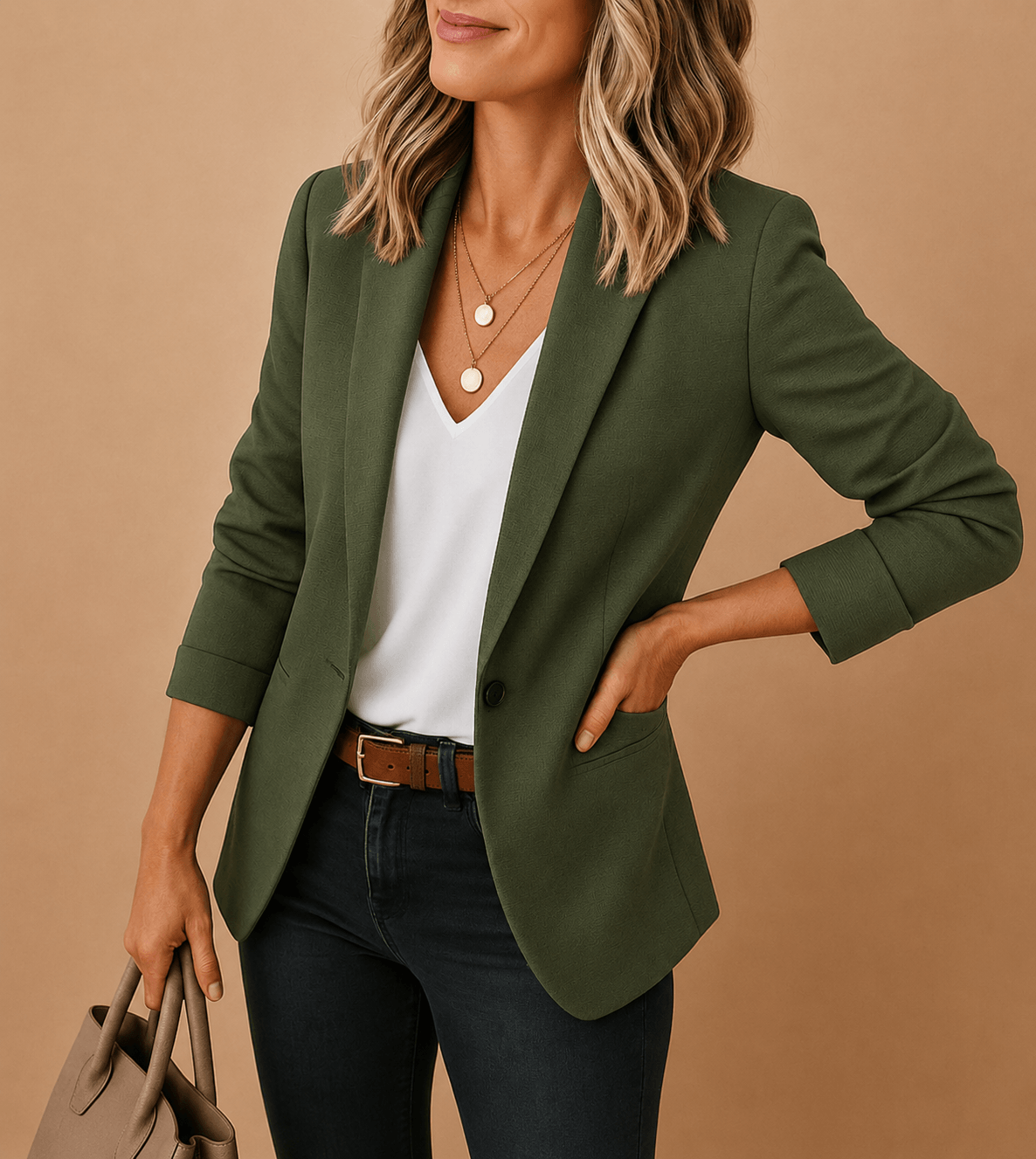 Women's Tailored One-Button Blazer with Fitted Silhouette
