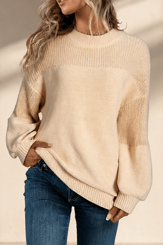 Women's Ribbed Dropped-Shoulder Oversized Knit Sweater