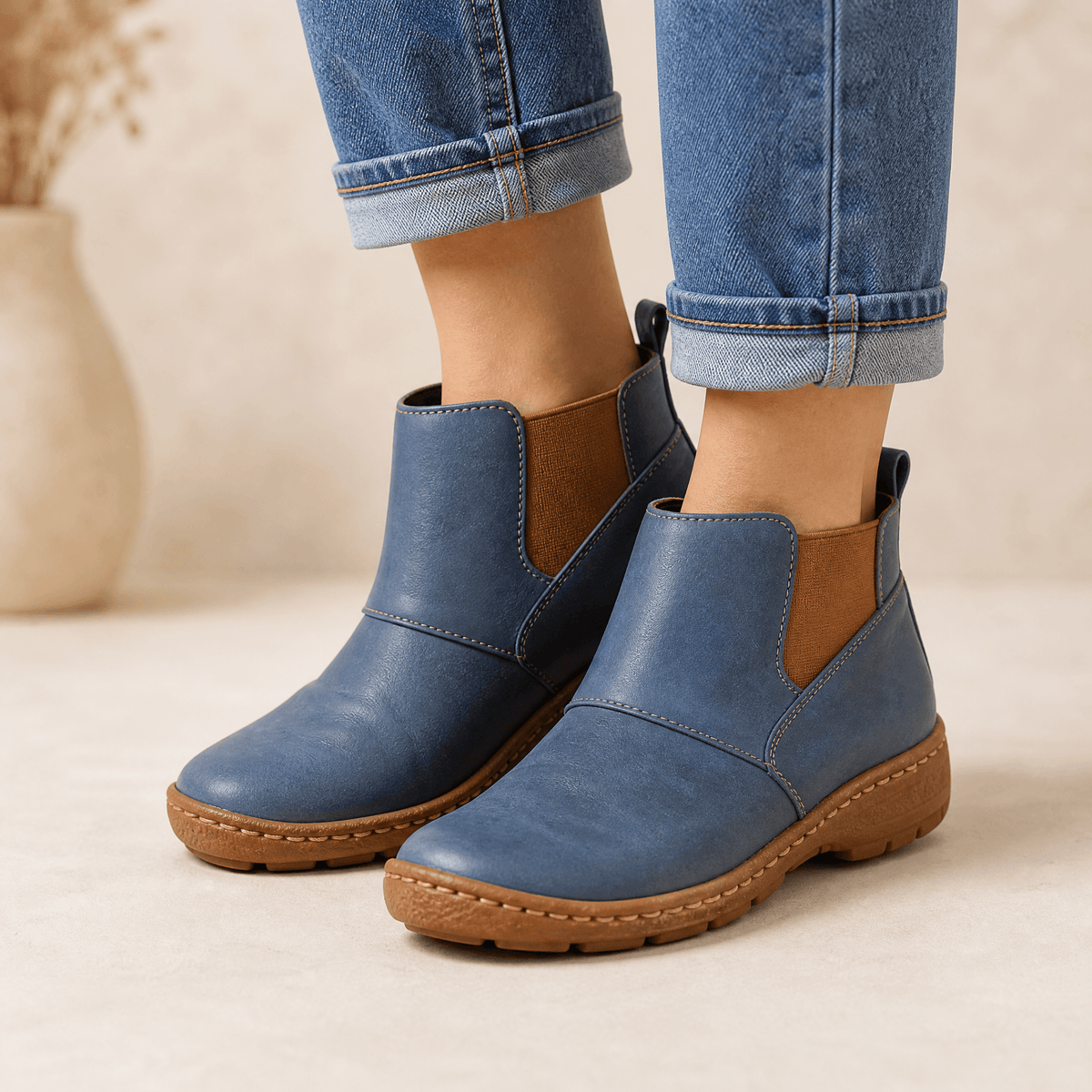 Solena Women's Adjustable Wide Toe Box Boots with Buckle Strap