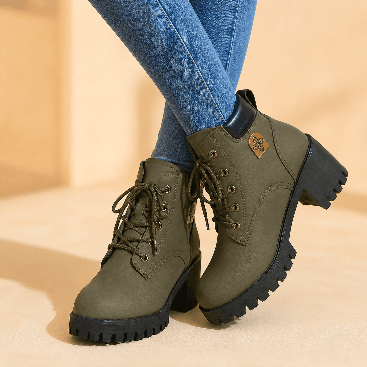 Stridara Chunky Platform Lace-Up Combat Women's Boots