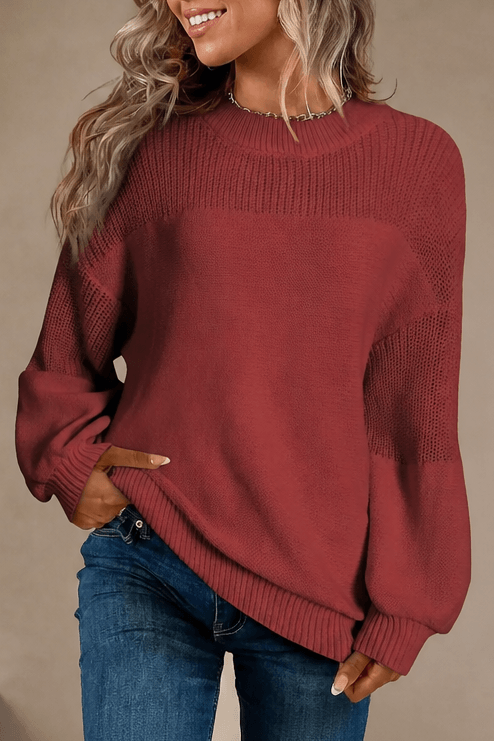 Women's Ribbed Dropped-Shoulder Oversized Knit Sweater