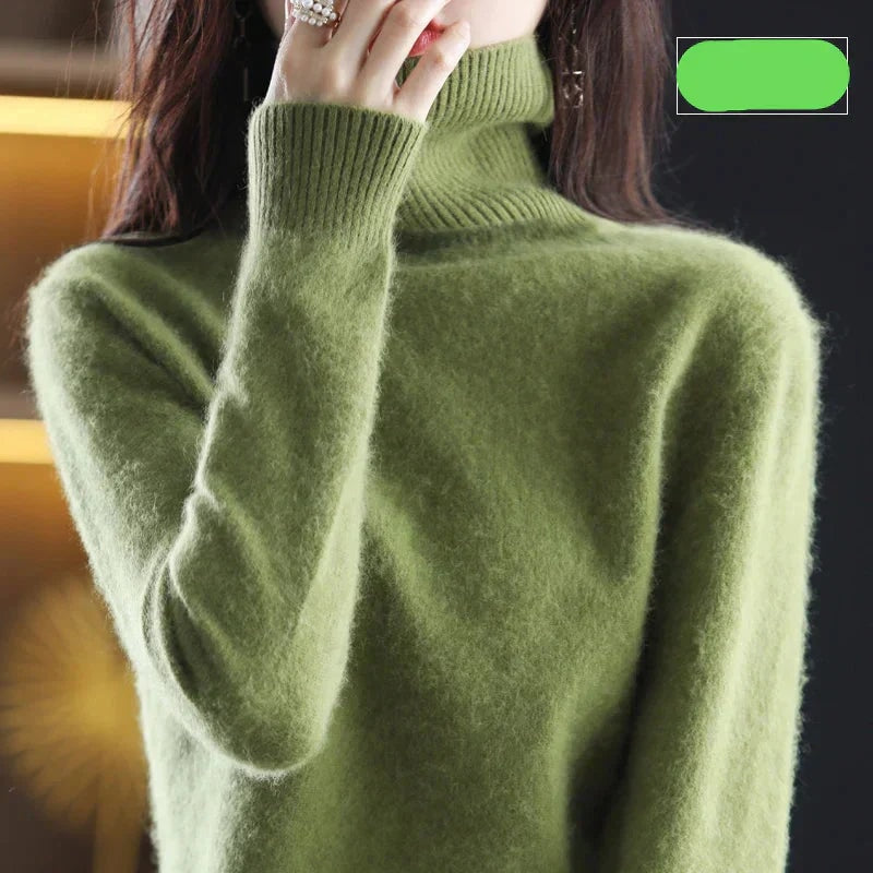 Emma Women's Pure Cashmere Turtleneck Knitted Sweater for Cold Weather