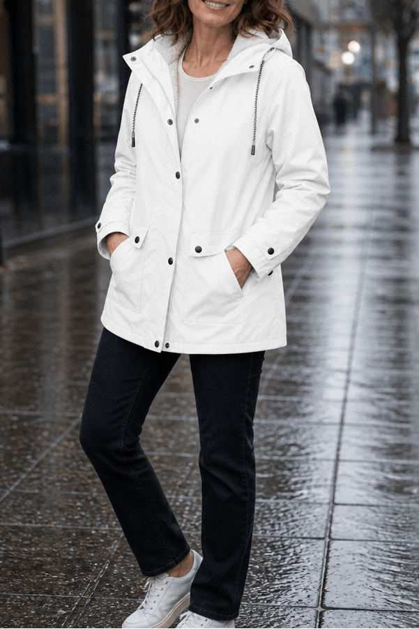 Plush-Lined Waterproof Hooded Jacket for Women