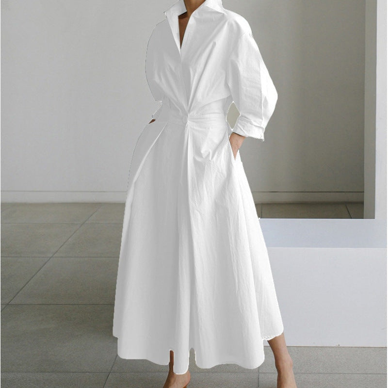 Women's Collared Front Wrap Newspaper Print Maxi Dress