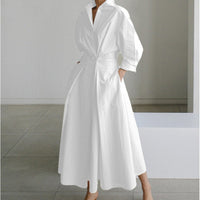 Women's Collared Front Wrap Newspaper Print Maxi Dress