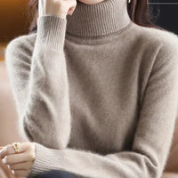 Women's Knit Turtleneck Sweater with Ribbed Cuffs