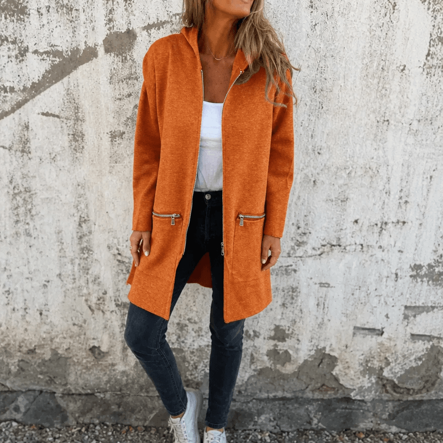 Women's Longline Open-Front Hooded Knit Jacket