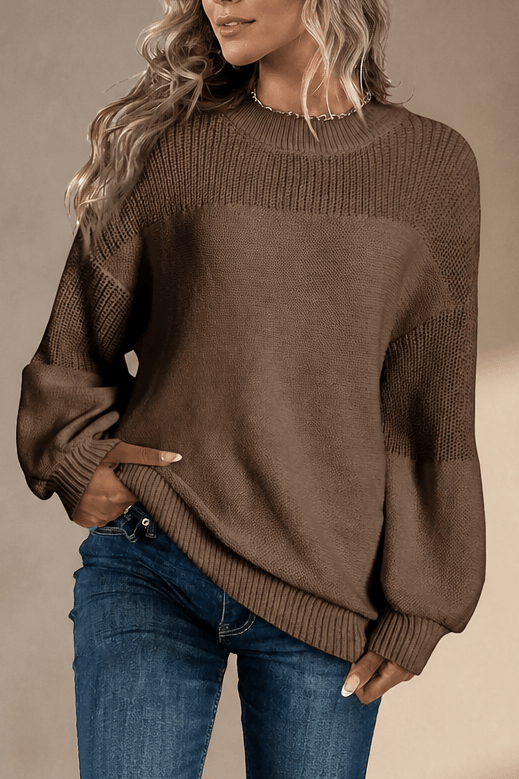 Women's Ribbed Dropped-Shoulder Oversized Knit Sweater