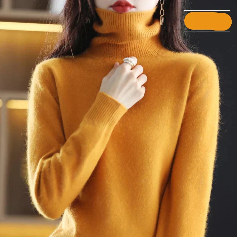 Emma Women's Pure Cashmere Turtleneck Knitted Sweater for Cold Weather