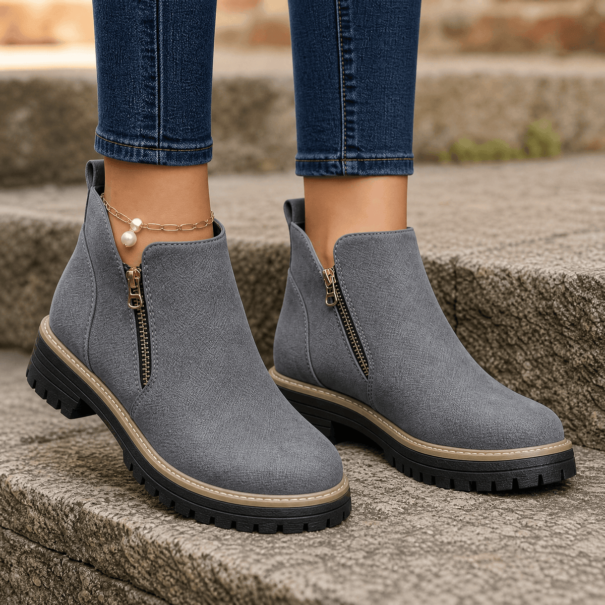 Strida Women's Cushioned Platform Ankle Boots in PU Leather