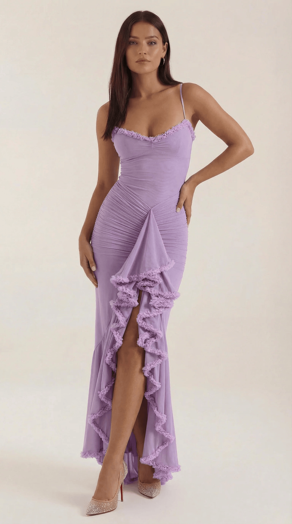 Phoebe Ruffle High Low Maxi Dress for Fall Wedding Guest Dresses