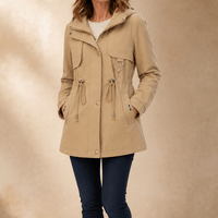 Women's Adjustable Waist Hooded Anorak Jacket with Drawstring