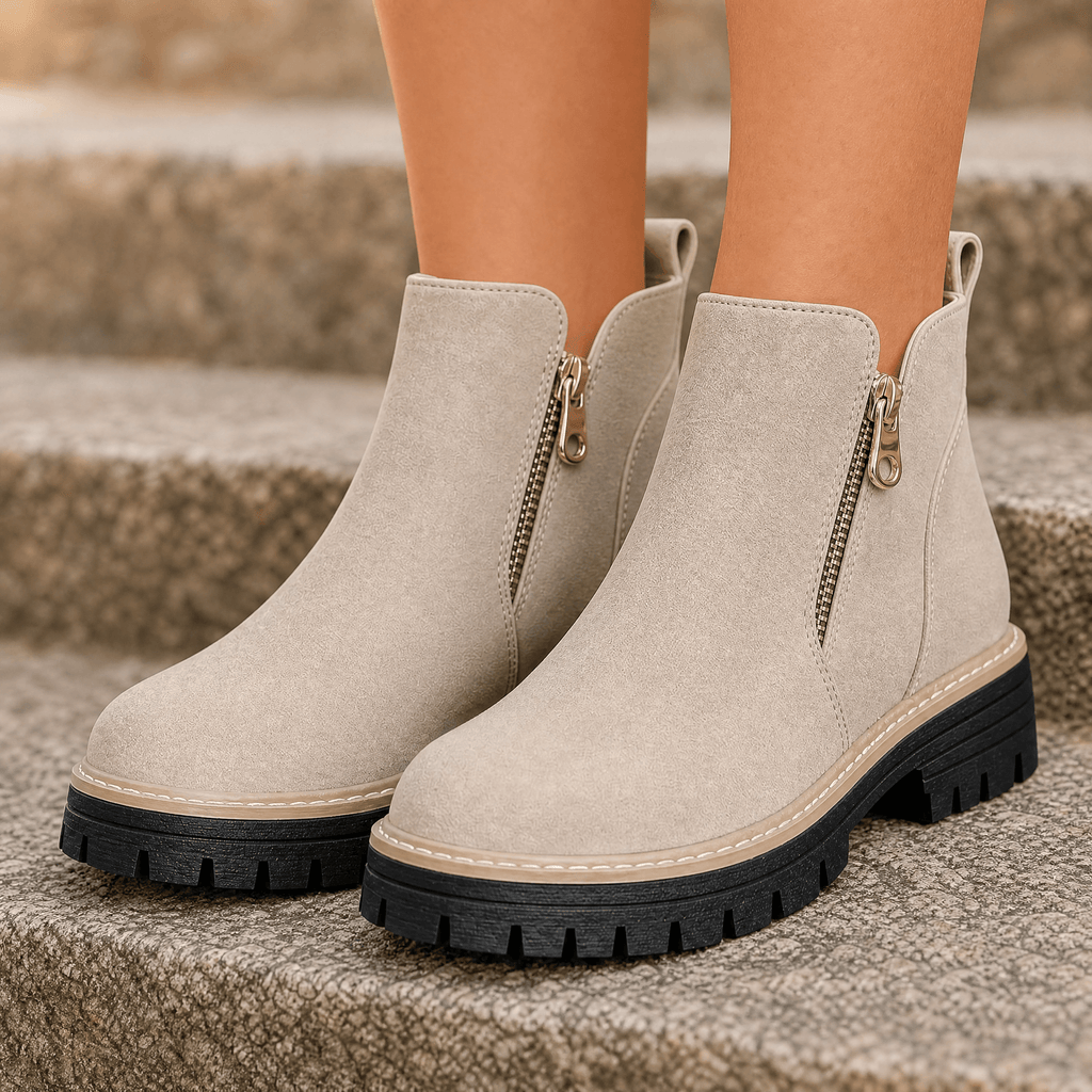Strida Women's Cushioned Platform Ankle Boots in PU Leather