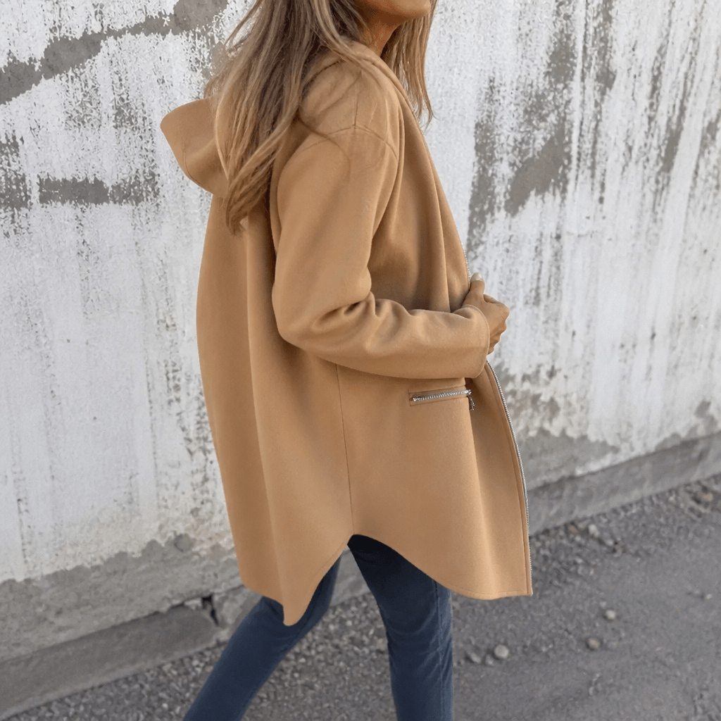 Women's Longline Open-Front Hooded Knit Jacket