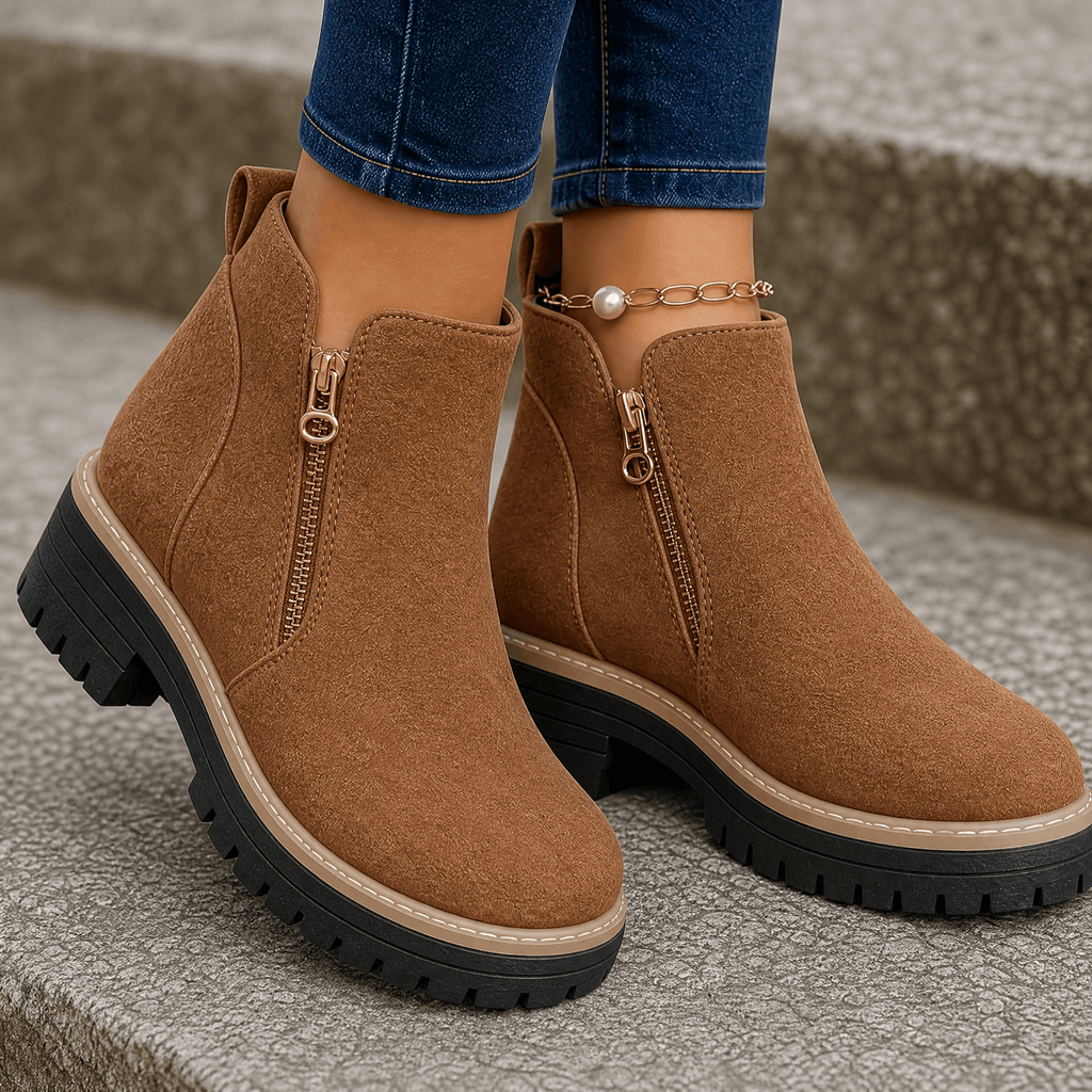 Strida Women's Cushioned Platform Ankle Boots in PU Leather