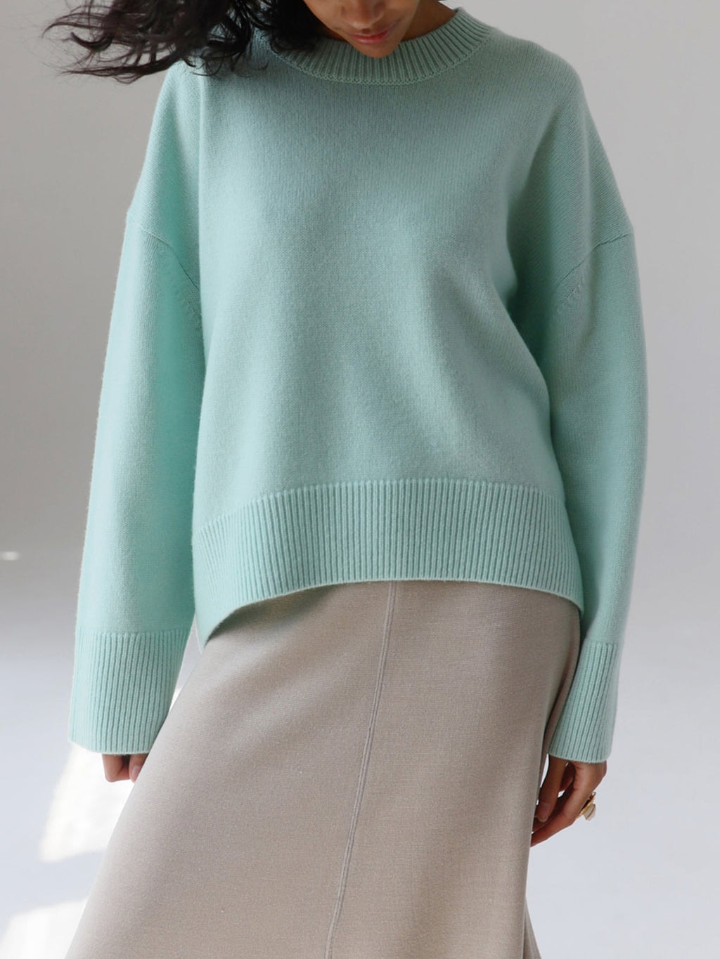 Oversized Crew Neck Sweaters for Women with Rib Trim for Fall Layering