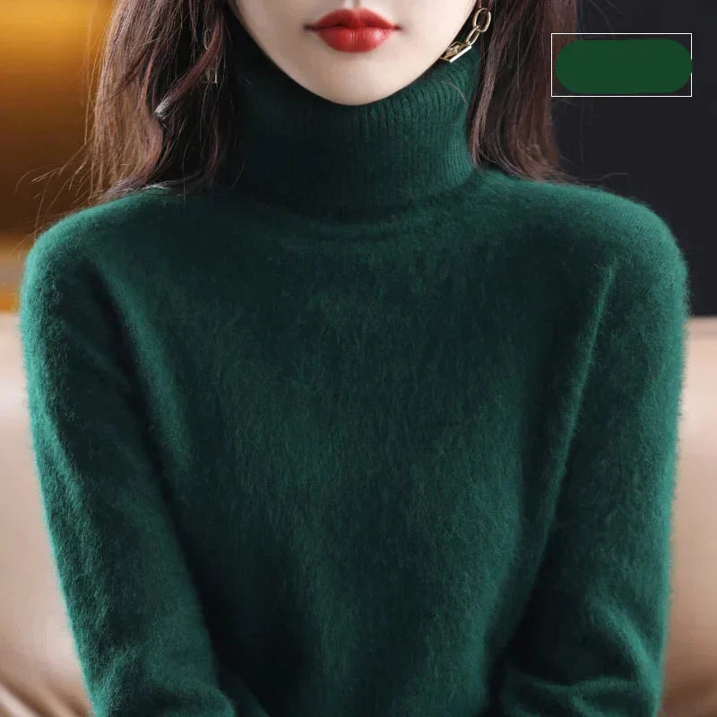 Emma Women's Pure Cashmere Turtleneck Knitted Sweater for Cold Weather