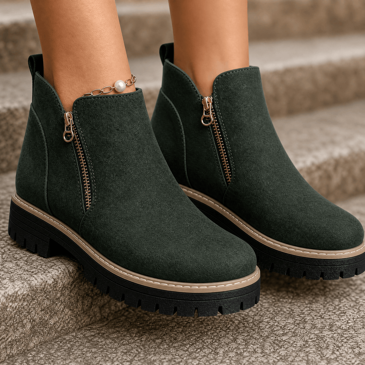 Strida Women's Cushioned Platform Ankle Boots in PU Leather
